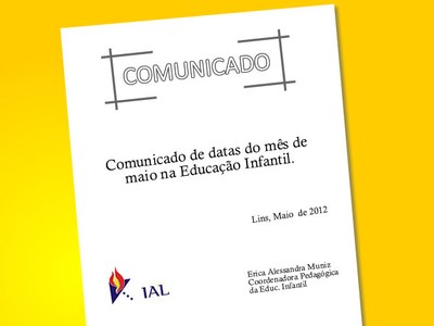 Comunicado de datas do mês de maio na Educação Infantil.