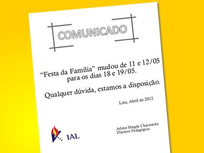 Comunicado Festa da Família