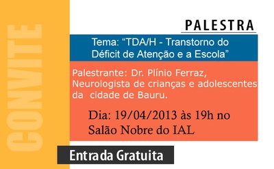 Convite: Palestra com Dr. Plínio Ferraz