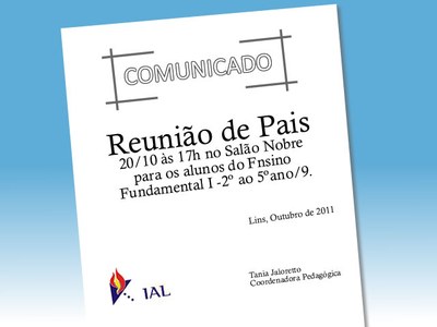 Reunião de pais - Ensino Fundamental I -2º ao 5ºano/9.